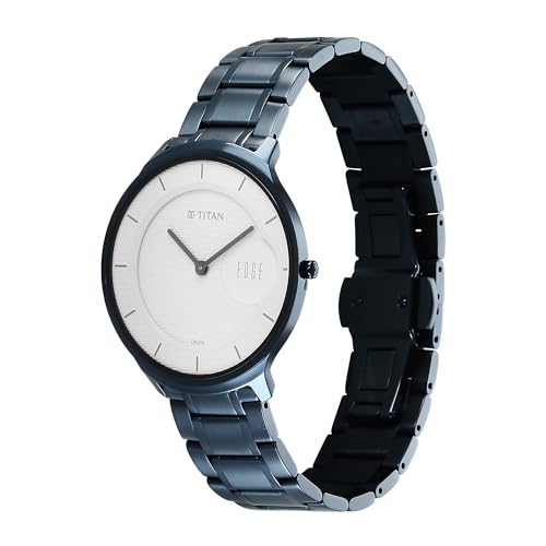 Titan Edge Murals Quartz White Round Dial Men's Watch | Stainless Steel Strap Material | Watches for Man | Watches for Men Analog - 1843QM04