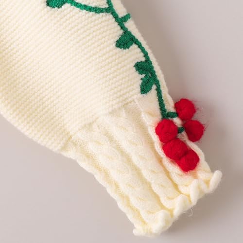 Hopscotch Girls Full Sleeves Cream 2-Pc Cherry Applique Sweater & Skirt (18-24 Months)