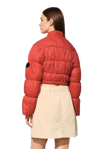 ONLY Women's Solid Regular Fit Orange Jacket