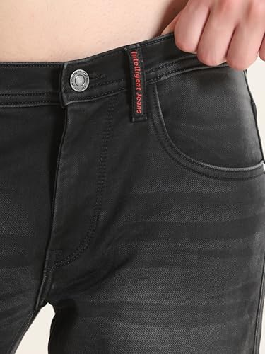 TURMS Men's Cool Tech Jeans All Degree Anti Odor UV Protectant Travel Edition Mid Rise Black Denim Pants | Stretchable Comfort Cotton Rich
