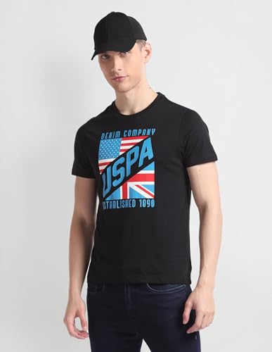 U.S. POLO ASSN. Mens Graphic Round Neck HS T-Shirts (UDTSHS0730_Black_S)