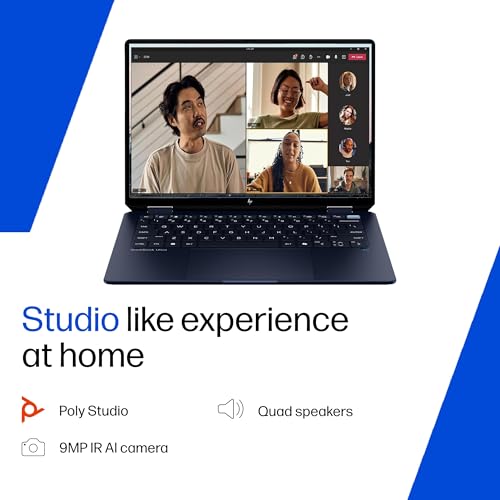 HP Omnibook Ultra Flip (Previously Spectre), Intel Core Ultra 9 288V (32GB LPDDR5x, 1TB SSD), 3K, OLED, 120 Hz, 14''/35.6cm, Win11, M365* Office24, Blue, 1.34kg, fh0368tu, 9MP Camera, Backlit Laptop
