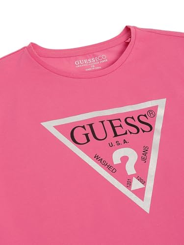 GUESS Pink Printed Round Neck Cropped Core T-Shirt