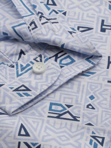Boys Light Blue Print Casual Shirt