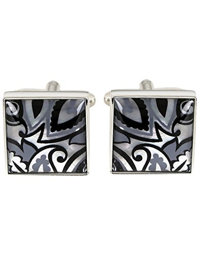 Peluche Natural Mother of Pearl Stone with Art Print (Semi-precious) Cufflinks for Men