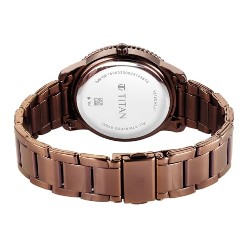 Titan P3H +Date @ 3H Purple Purple Round Dial Brown Plating Stainless Steel Strap Womens Watch - 2768QM01