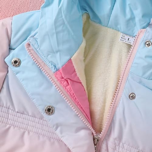 Hopscotch Girls Full Sleeves Pink Colour-Block Long Coat with Bag For Ages(7-8 Years)