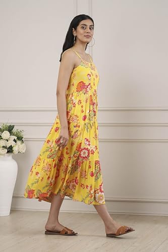 Biba Women Yellow Viscose Rayon Tiered Dress_32