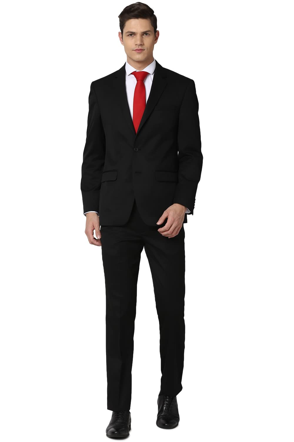 Peter England Men's Polyester Blend Regular Business Suit Pants Set (PESUOTLBO00861_Navy Blue_40)