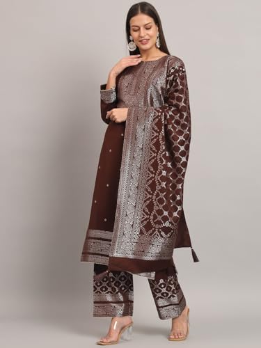 AFSA Women's Acro Wool Woven Unstitched Suit and Dupatta(INAYAT-346-29-COFFEE)