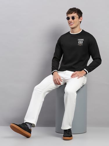 Monte Carlo Mens Regular Fit Printed Pull On Full Sleeve Winter Sweatshirt | Stylish Sweatshirt for Men |Comfortable Casual Winter Wear for Men's Black 3XL (Pack of 1)