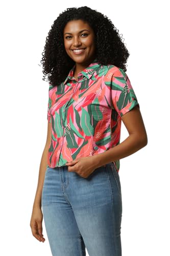 Allen Solly Women Pink Print Short Sleeves Shirt