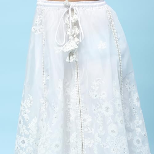 BIBA Girls PRINTED STRAIGHT KID(KWWHITE BLOOMS5769_WHITE_9)