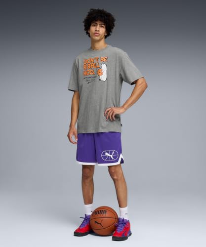 PUMA | Junior Varsity II Men's Relaxed Basketball Tee | Medium Gray Heather | XS