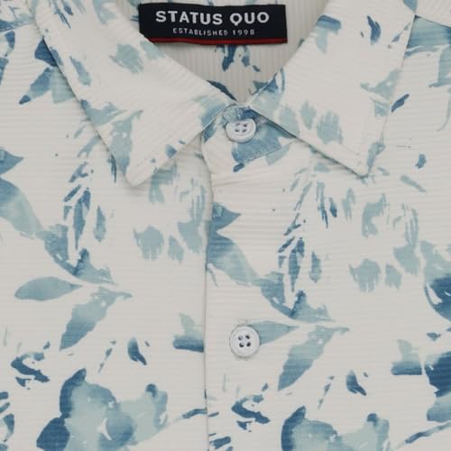 Status Quo Boys Graphic Print Collared Neck Half Sleeves Regular Fit Shirt | 95% Polyester 5% Spandex | Blue | 16 Years Size