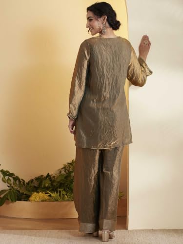 BIBA Polyester Solid Straight Semi-Formal Kurta With Salwar