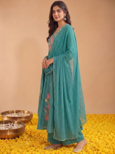 Varanga women's mul chanderi kurta set with chiffon dupatta