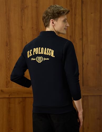 U.S.Polo Association Men's Brand Embroidered Varsity Theatre Zipper Sweatshirt (USSWS4346_Navy_M)