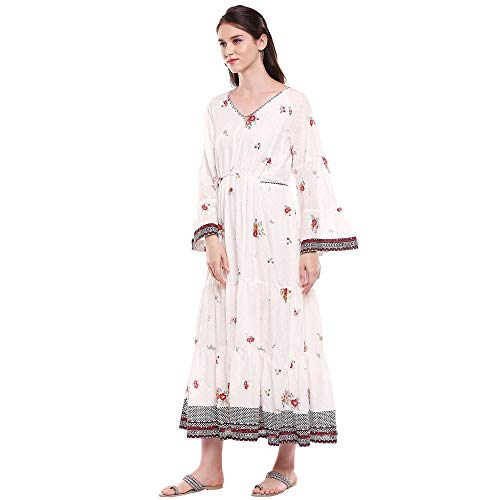 BIBA Women Printed Mix and Match Ankle Length(Dresses1074_Off White_36)