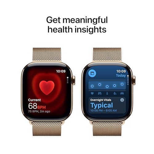 Apple Watch Series 11 GPS + Cellular 46mm Gold Titanium Case with Gold Milanese Loop - S/M