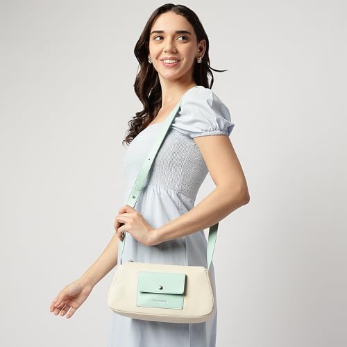 Fastrack Stellar Sling Bag for Women| Faux Leather Sling with Adjustable Belt | Small Grain Texture and Front Button Pocket | Trendy Handbags for Women | Compact Sling for Girls