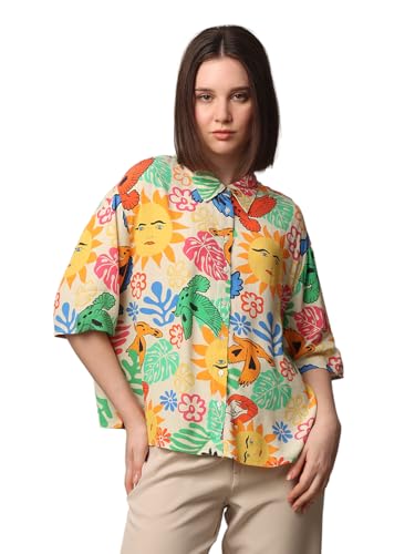 ONLY Women Printed Regular Fit Casual Multicolor Spread Collar Shirt