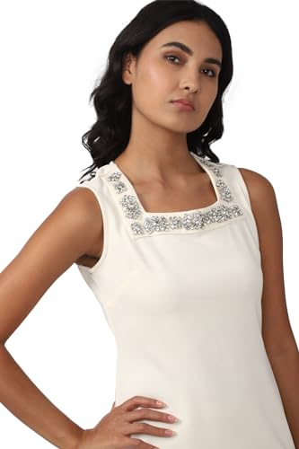 Van Heusen Women's Polyester Shift Knee-Length Dress (VWDRERGFD03275_Cream