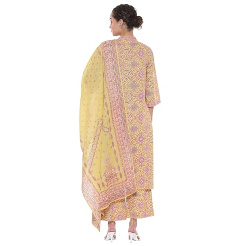 BIBA Women Cotton Printed Kurta Sets (SKDMOZ10644SS25GRN_Green, XL