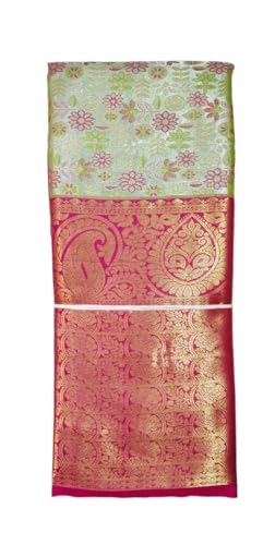 VFCollections Women's Traditional Handloom Kanchipuram Silk Pure Pattu Sarees | Rich Zari Woven Design | Unstitched Blouse (VFC214-3)