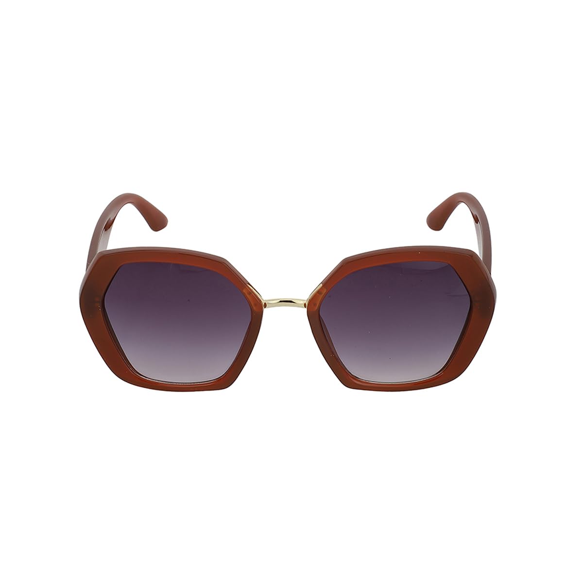 Carlton London Brown & Gold Toned UV Protected Oversized Sunglasses For Women