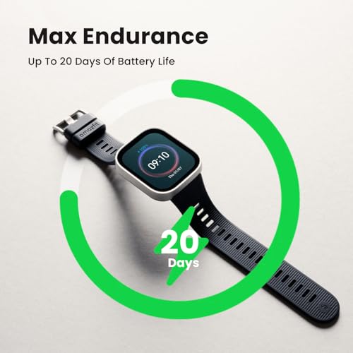 Amazfit Bip Max 50mm Smartwatch, 2.07" AMOLED Display, 20 Days of Battery, GPS, 4GB Storage, Offline Maps, Fitness Tracker, Hybrid Training, 150+ Sports, HYROX Mode, 5 ATM for Android & iPhone, Silver