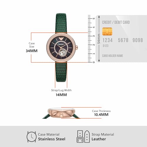 Emporio Armani Mens 34 mm Black Dial Leather Analog Watch - AR60069