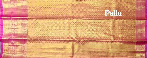 VFCollections Women's Traditional Handloom Kanchipuram Silk Pure Pattu Sarees | Rich Zari Woven Design | Bridal Saree | Unstitched Blouse (VFC548-1) (VFC665-2)