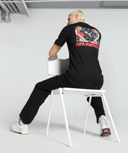 Puma Men's Graphic Print Regular Fit T-Shirt (630797_Black