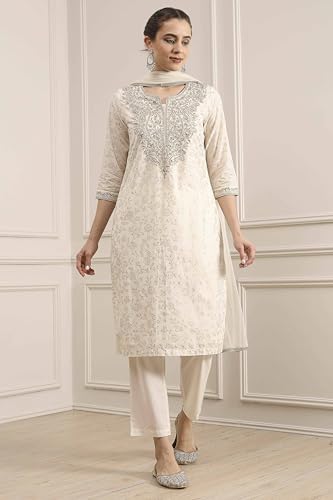 Biba Women's Cotton Kurta Set (SKDASRT31429AW25OWHT_Off White
