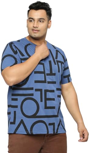Mens Plus Size All Over Print T-Shirt Premium Cotton Blend Fabric Soft Comfortable Casual Elegant wear Stylish Fashion Apparel for Daily Use (Airforce,5XL)