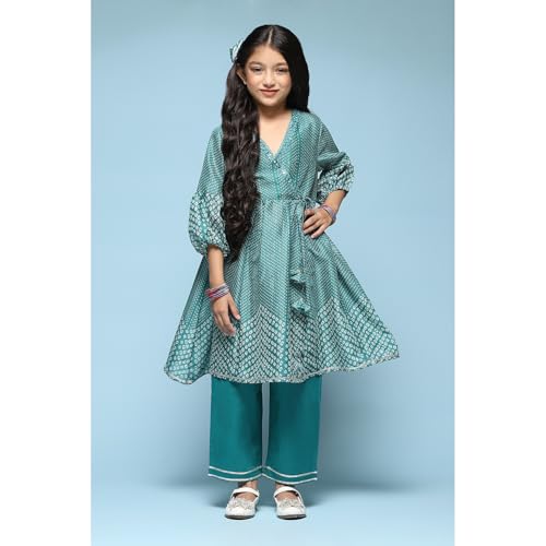 BIBA GIRL PRINTED GATHERED KID(KW5614_GREEN_13)