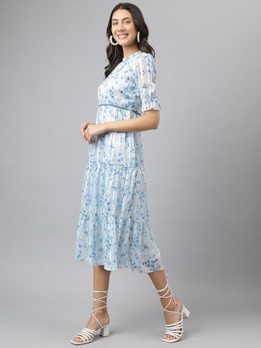 Latin Quarters Women White Printed Half Sleeve Casual Dress_3XL