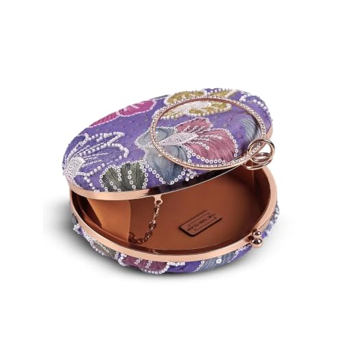 THE TAN CLAN Riveria Multicolor Round Clutch | Circle Evening Bag for Women | Party & Festive Clutch Purse