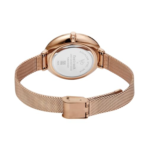 Fastrack Vyb Halo Quartz Analog White Dial Rose Gold Stainless Steel Strap Watch for Girls - FV60016WM01W