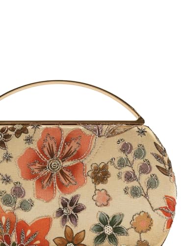 THE TAN CLAN Petal Beige Capsule Clutch | Structured Capsule-Shape Evening Bag for Women | Party & Wedding Clutch Purse