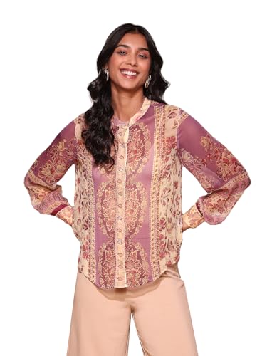 Label RITU KUMAR Lilac Floral Print Shirt Blouse with Inner