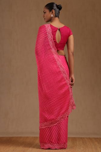 Soch Womens Pink Georgette Leheriya Print Saree