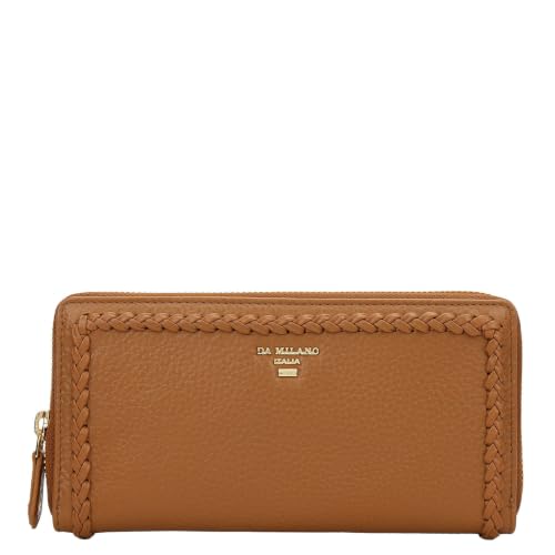 Da Milano Premium Leather Wallet for Women | Multi Compartment Travel Wallet - Caramel Brown (10539)