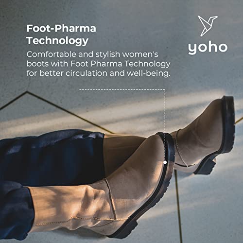 YOHO Black Boot For Women Stylish and Comfortable| Mid Ankle Boot and Anti Skid Sole |Trendy, Zipper Casual Boots for Womens, Outdoor and Holiday Outings| Size-6