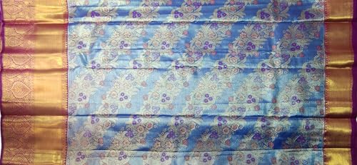 VFCollections Women's Traditional Handloom Kanchipuram Silk Pure Pattu Sarees | Rich Zari Woven Design | Unstitched Blouse (VFC533-2)