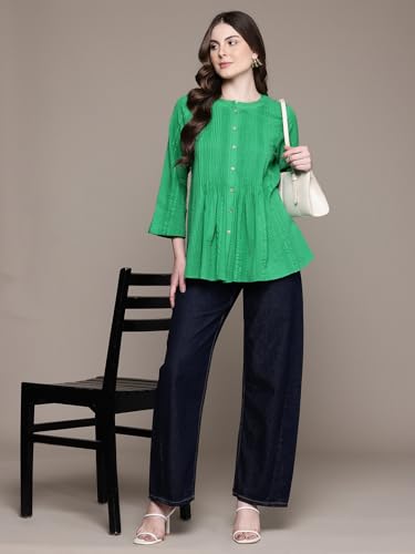 Aarke Ritu Kumar Green Ridhi Solid Shirt