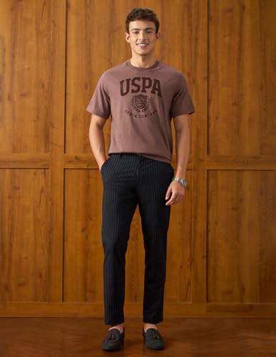 U.S. Polo Assn. Denim Co. Men's Brand Printed Relaxed Fit T-Shirt (UDTSH4192_Peach_L)