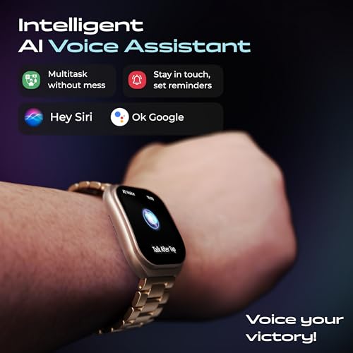 GOBOULT Trail Smartwatch 2.01" 3D Curved HD Display, BT Calling 5.3, 600 Nits Brightness, IP68, 190+ Watchfaces, 120+ Sports Modes, AI Voice Assistant, SpO2 Monitoring (Rose Gold)