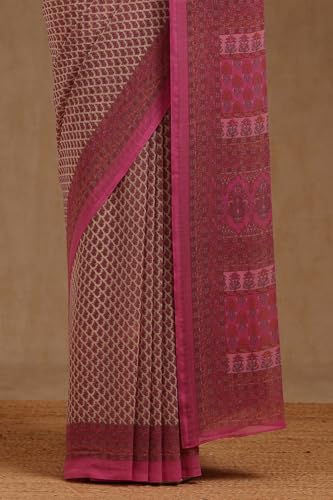 Soch Womens Magenta Georgette Floral Print Saree